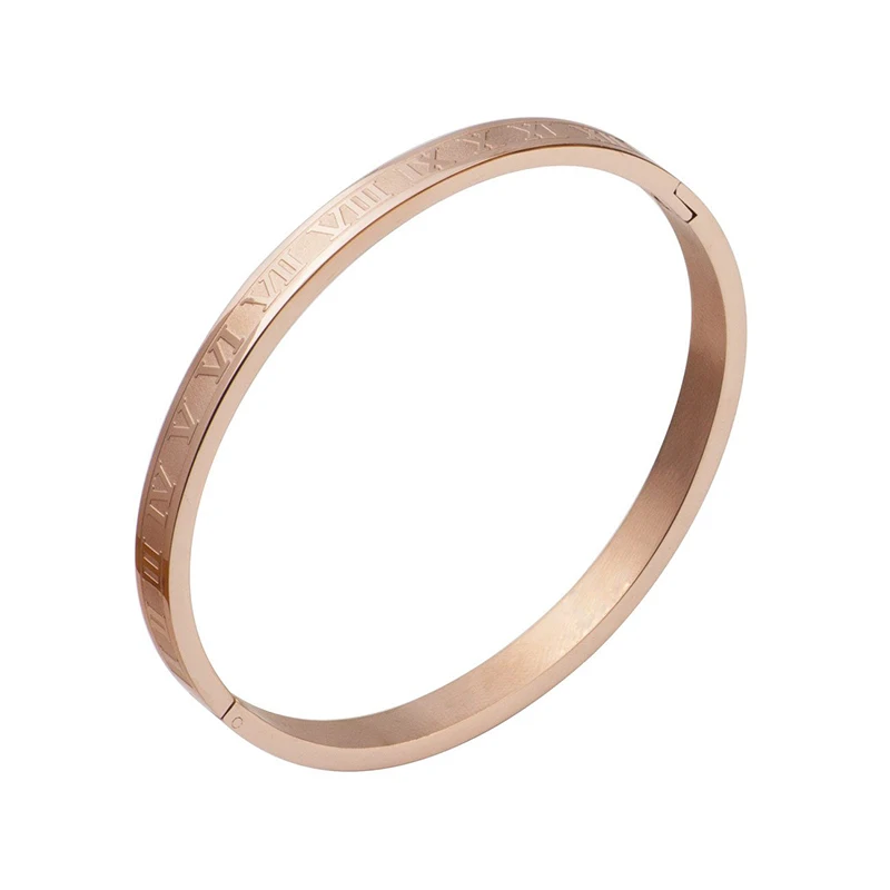 Rose Gold Women size Любовь Браслеты с римскими цифрами золотые браслеты для женщин 316L нержавеющая сталь браслеты-манжеты и браслеты золотого цвета женские ювелирные изделия подарок - Окраска металла: Rose Gold Women size
