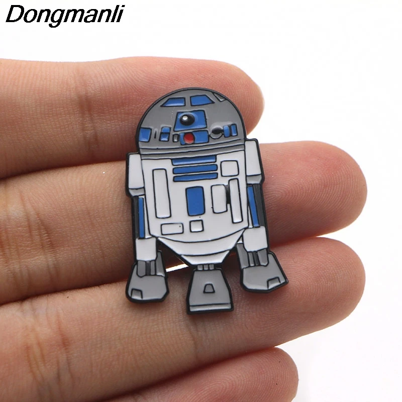 P3044 Dongmanli крутой робот R2D2 металлические эмалированные булавки и броши для женщин и мужчин нагрудные булавки рюкзак сумки шляпа значок подарки