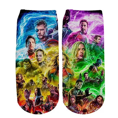 Носки с героями комиксов Marvel, Мстителей, комиксов, героев из мультфильма «Железный Капитан Америка», Теплые повседневные носки до колена с противоскользящей прострочкой - Цвет: 17