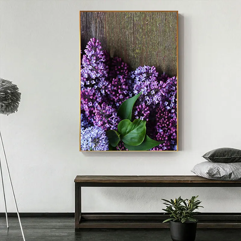 Nordic фиолетовые цветы сиреневый холсте моды картина печатный плакат HD Wall Art для