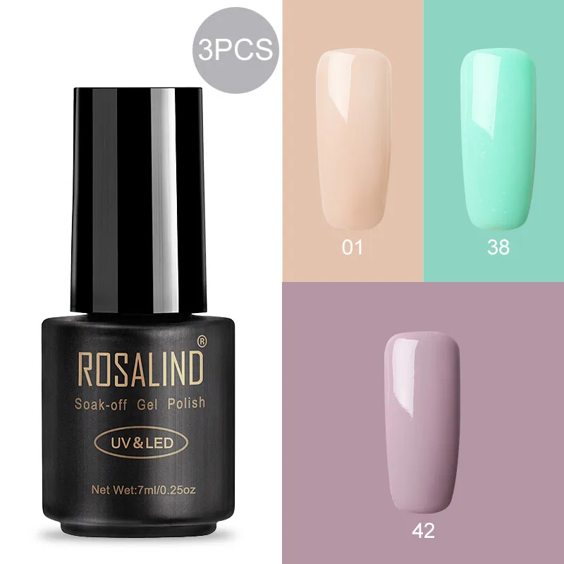 RA-3GELS-07 Гель-лак для ногтей ROSALIND 7 мл Полупостоянный УФ-гель гибридный набор для маникюра смывка для лака белый праймер - Цвет: RA-3GELS-07