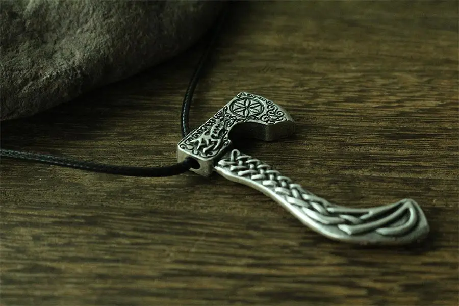 lanseis 1pcs viking wolf axe necklace men pendant Nordic pagan jewelry | Necklace