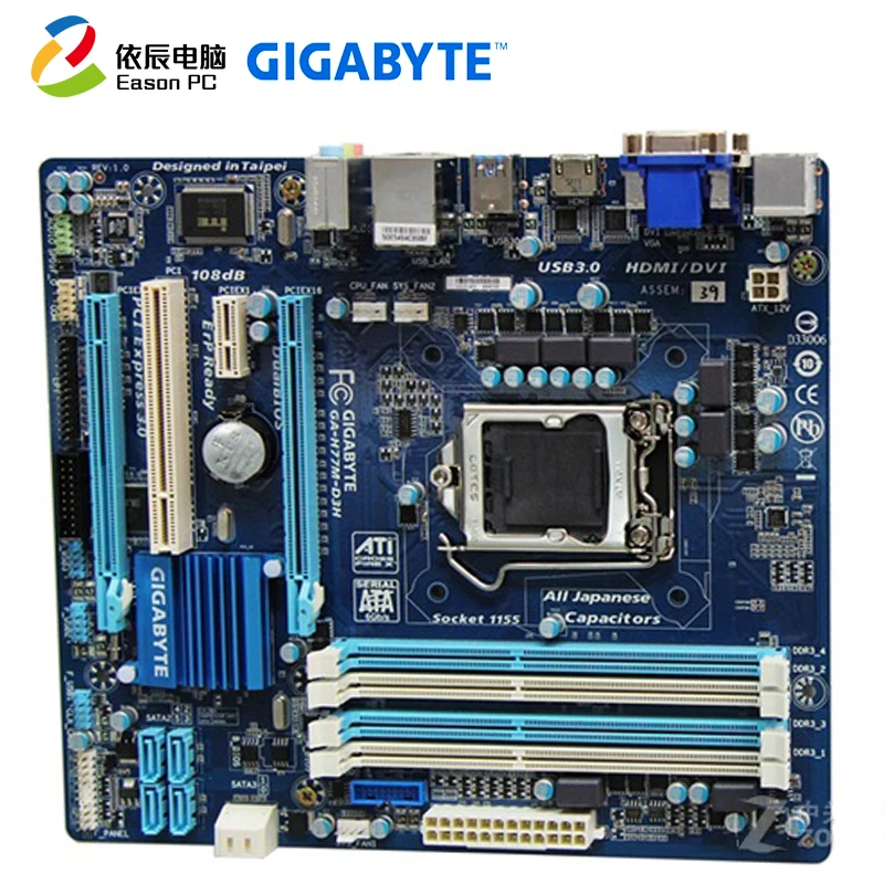 GIGABYTE GA-H77M-D3H desktop computer motherboard LGA1155 DDR3 i3 i5 i7 Micro-ATX | Компьютеры и офис