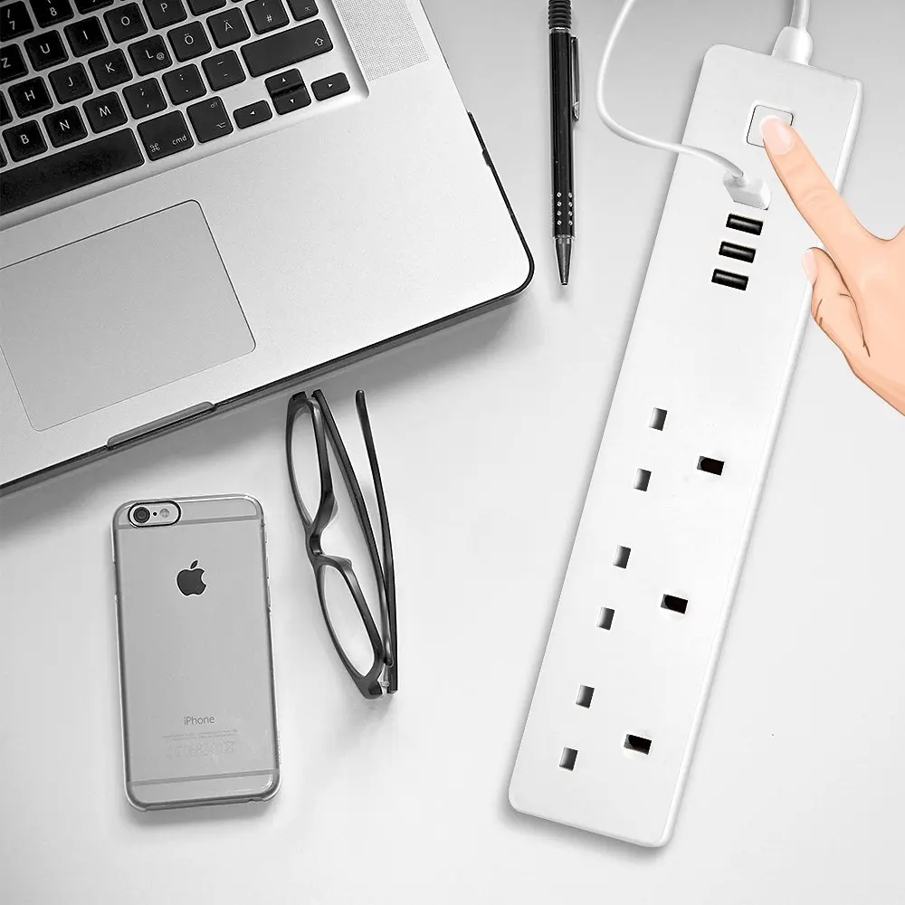 Новое поступление умный сетевой фильтр RSH для Великобритании с 3 розетками Wi Fi 4 USB