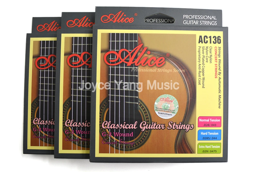 

3 Sets of Alice AC136-N/H Classical Guitar Strings Crystal Nylon Strings Silver-Plated Copper Wound 1st-6th Strings