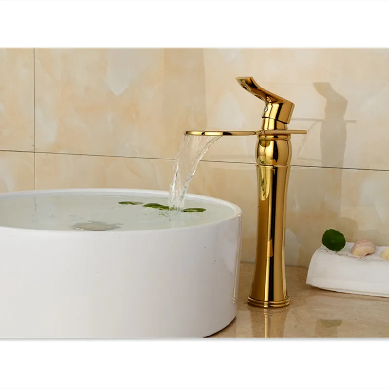 

LIUYUE Basin Faucets Chrome/Black Large Flat Mouth Bathroom Tall Basin Waterfall Faucet Cold Hot Water Crane Sink Mixer Taps