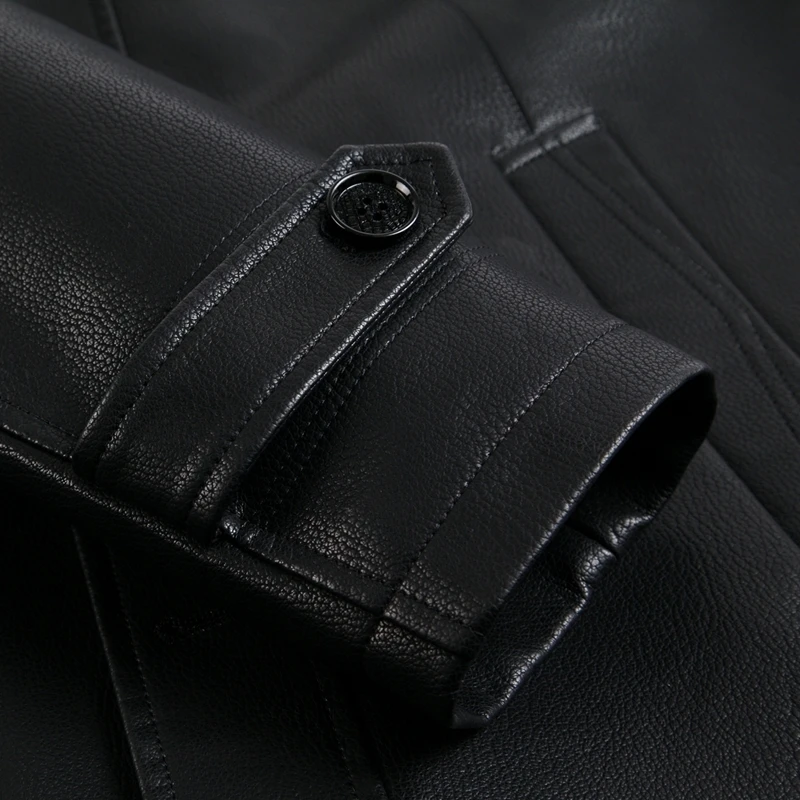 Мужская осенне зимняя куртка из натуральной кожи размера плюс 8XL модная черная