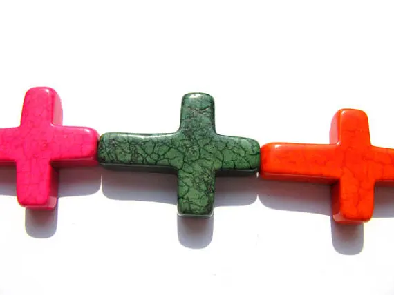 

15x25mm 5strands, wholesale turquoise gemstone crosses assorment jewelry beads