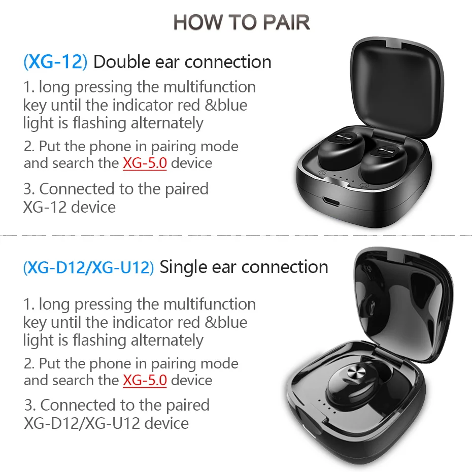 XG12 TWS Bluetooth 5 0 наушники стерео беспроводные HIFI Звук спортивные Handsfree игровая