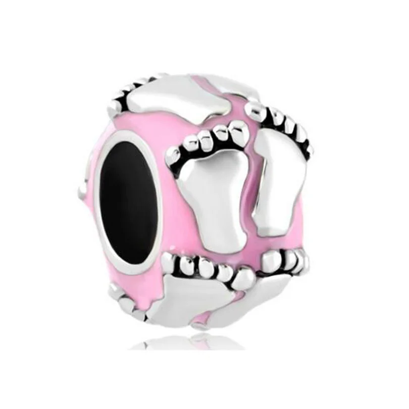 

Wholesale 10 Pieces Women Jewelry DIY Bead, Strollers Pink Blue Bottles Caring, Boys, Girls, Footprints, Children's Amulet Bead