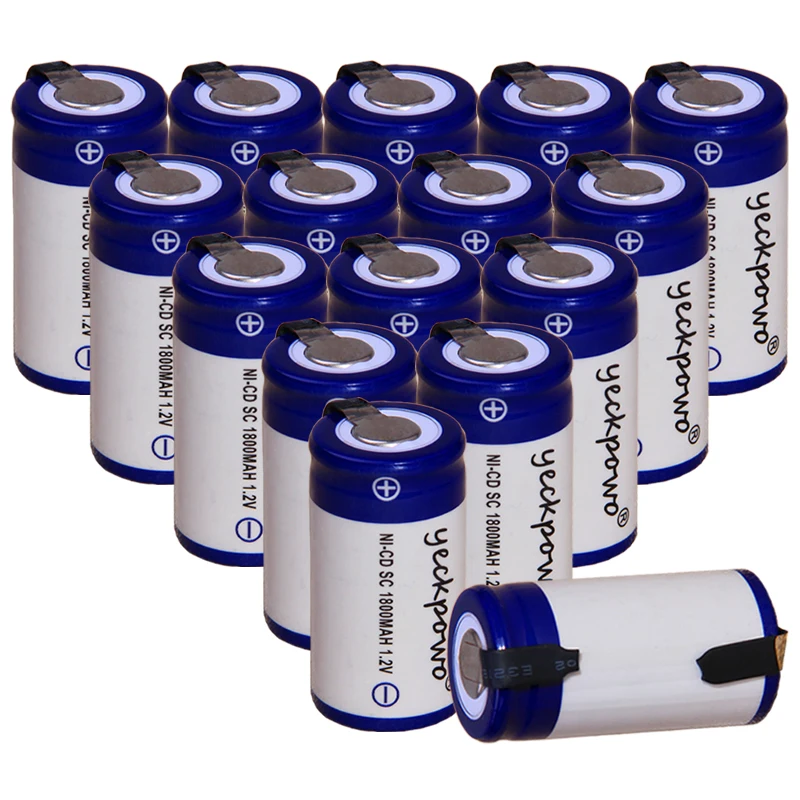 Yeckpowo 16 шт. аккумулятор SC 1 2 В батареи nicd перезаряжаемые для электроинструментов