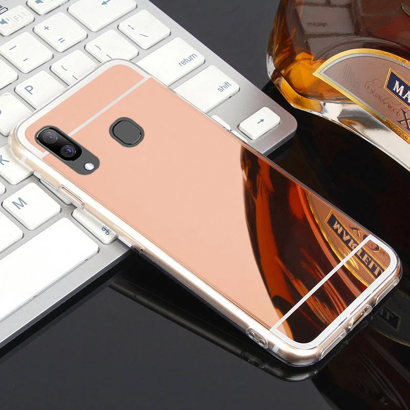 Розовый Роскошный мягкий зеркальный чехол для телефона для samsung Galaxy M10 M20 A10 A30 A50 A70 A40 S10 Lite Plus A6 A8 A7 A9 J4 J6 J8 чехол тонкий - Цвет: Розовый