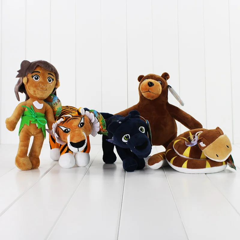 5 шт./лот Книга джунглей плюшевые игрушки Mowgli Тигр Змея медведь Леопард Фэнтези