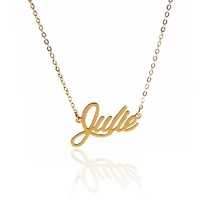 aoloshow stamped necklace name julie initial necklace letter women stainless steel pendant name letter necklace nl 2442