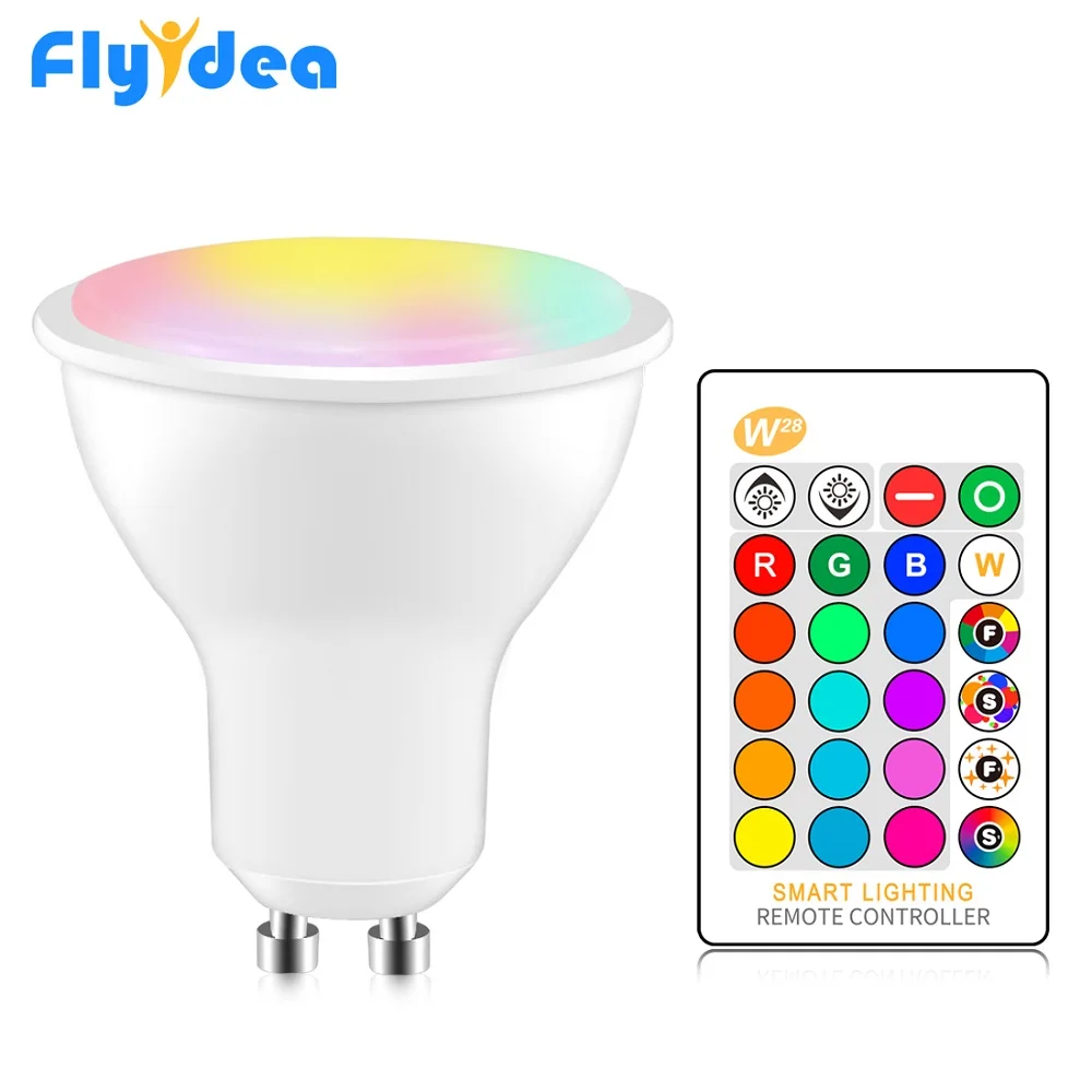 Светодиодный точечный светильник GU10 8 Вт RGB + белая лампочка 220 В 110 с регулируемой