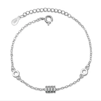 beautiful new fashion fresh transfer beads silver plated jewelry cylindrical personality crystal round bracelets sb142