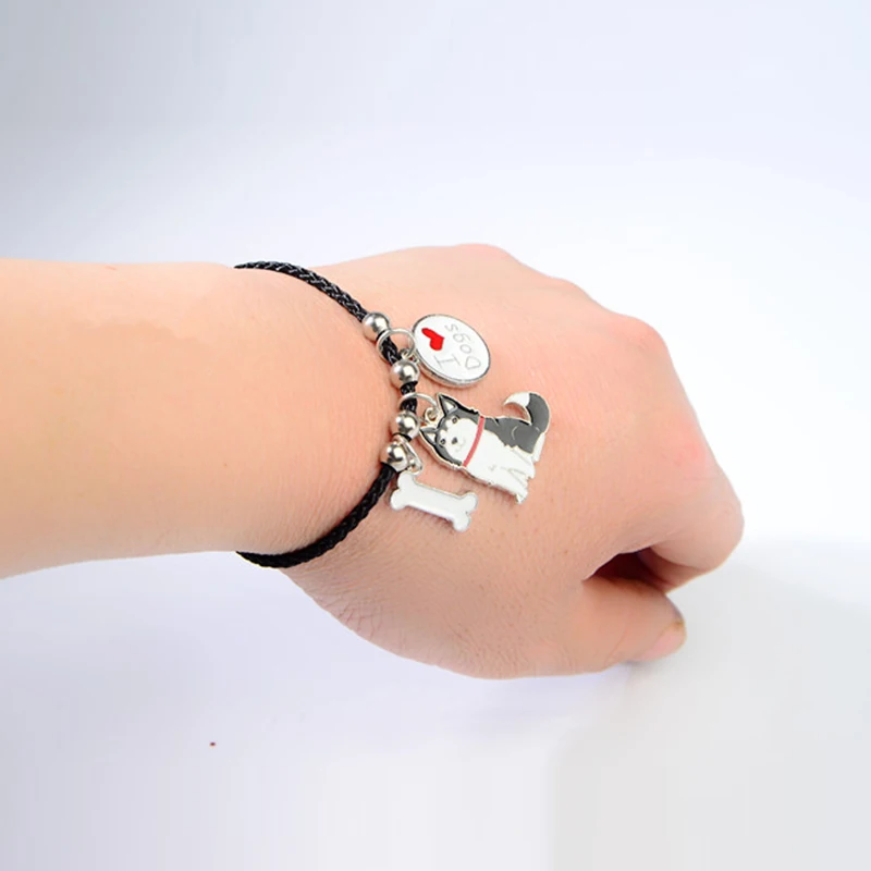 Браслеты с шармами Сибирский хаски для девочек женщин и мужчин веревочная