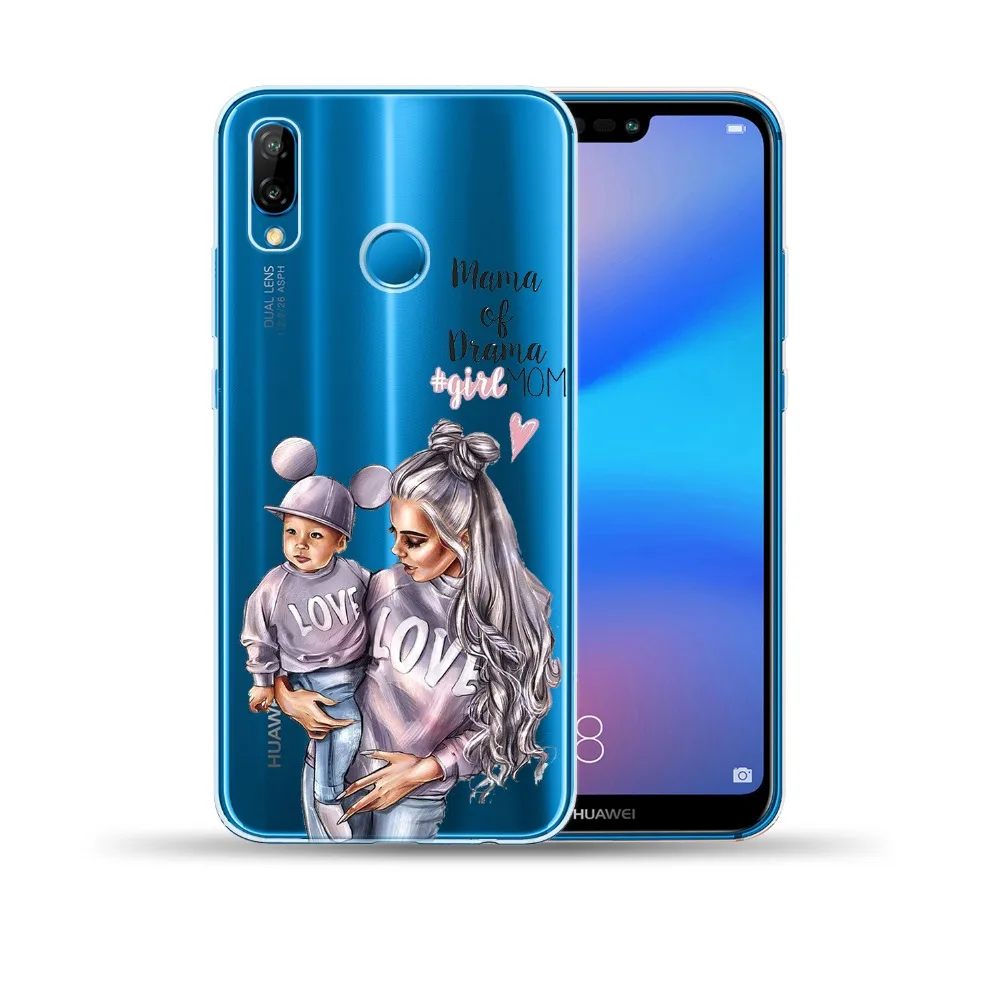 Детская мама девочка королева Мягкий ТПУ чехол для Huawei P8 P9 P10 P20 Lite P30 Pro