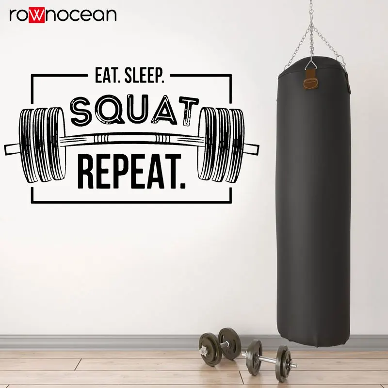 Eat Sleep Squat Повтор Арт Цитата Настенная Наклейка виниловая домашняя декорация для