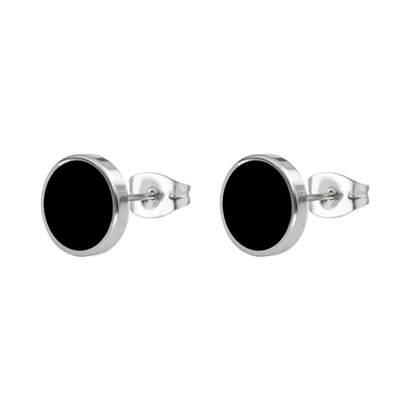 

HENGKE Retro Titanium Steel Round Cake Dripping Unilateral Round Dumbbells Ear Nail Earrings for Women Girl 60PCS/LOT