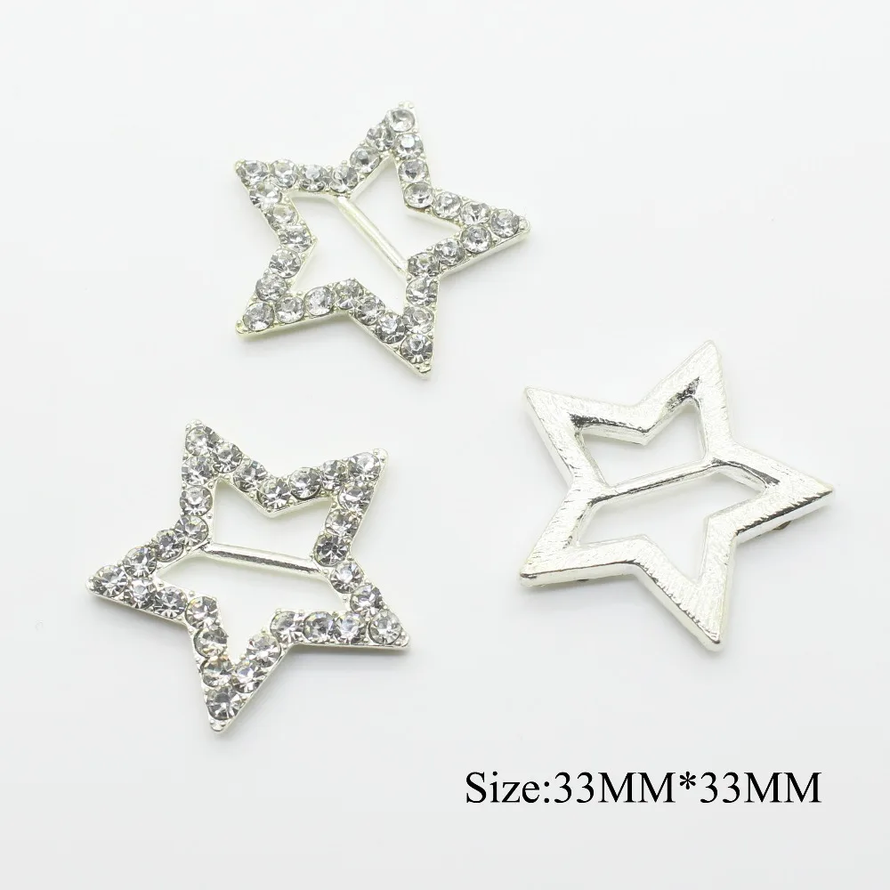 33mm/ 26mm 10Pcs Metal diamond buckles Star-Shaped DIY Crystal invitation card decoration Wedding Ribbon Slider Hair Accessories | Дом и сад