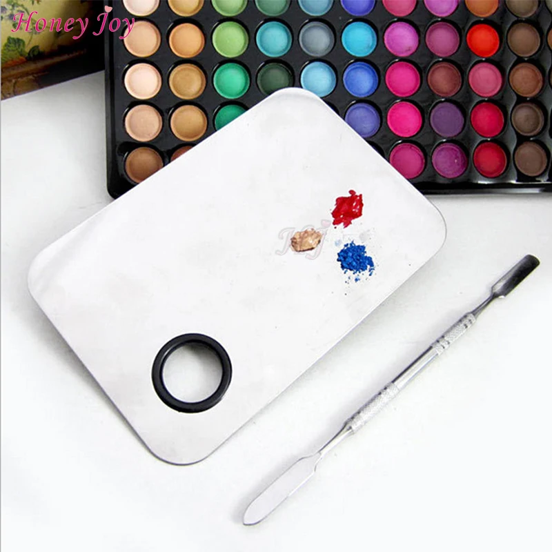 1 Набор палитра цветов для макияжа паллет пластина из нержавеющей стали с ложкой