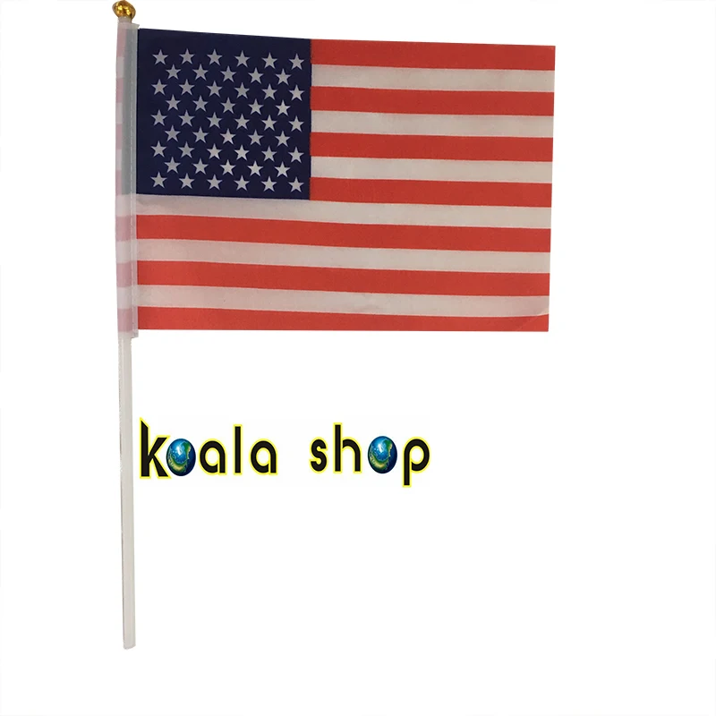 

100 PCS/ lot Promotion Wholesale allSme United States USA Hand Waving National Flag 14*21cm #8 Polyester Flag