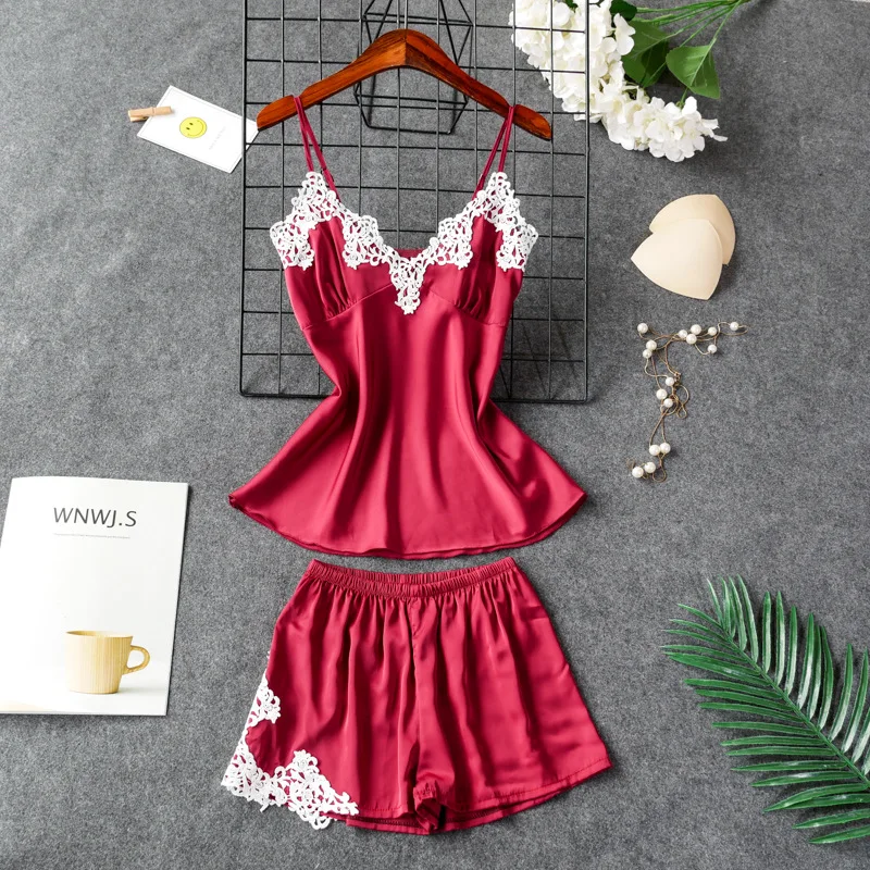 Розовый летний ночной халат сексуальный женский комплект из 2 предметов топ на