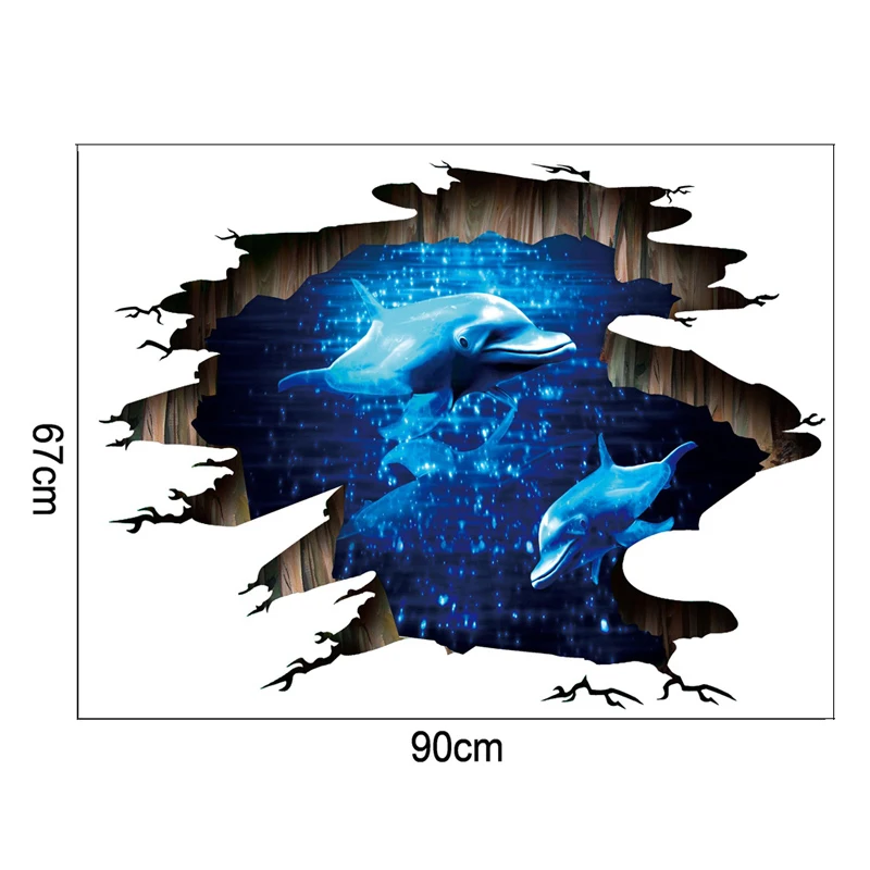 [Fundecoration] 3D Phantom dolphins разбитые настенные наклейки съемные гостиная спальня пол
