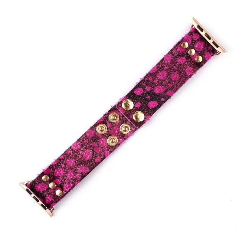 Hot Pink ZWPON модная обувь из натуральной кожи с леопардовым принтом ремешок для наручных часов Для женщин кнопки в часы Dot, аксессуары, браслет - Окраска металла: Hot Pink
