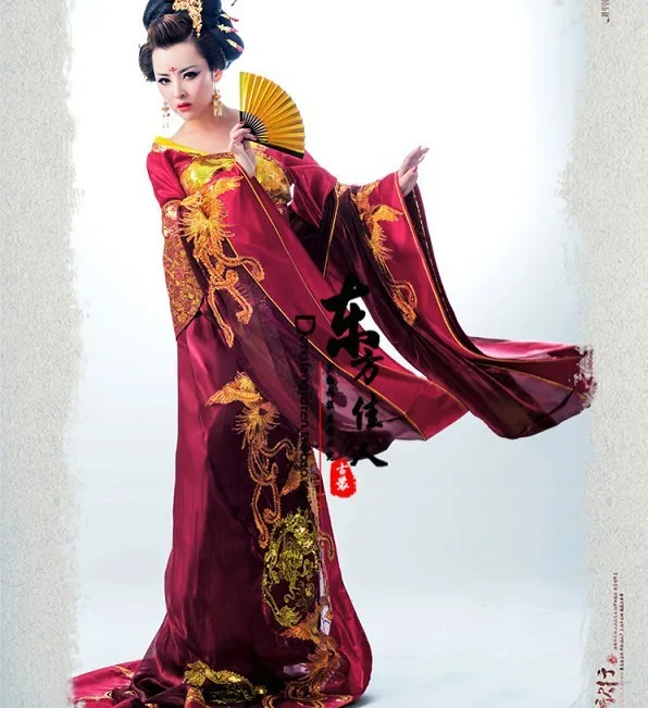 Yangexing Древняя китайская Династия Тан роскошный Hanfu с длинным хвостом аппликация