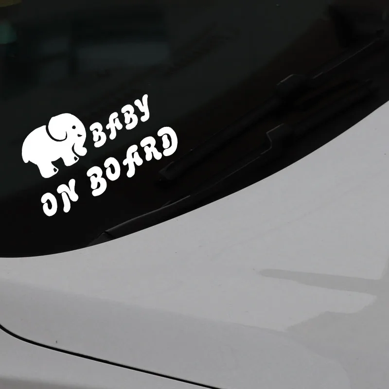 YJZT 16.6X9.8CM Elephant BABY ON BOARD Cute Cartoon Car Sticker Fashion Vinyl Decal Accessories C25-0225 | Автомобили и мотоциклы