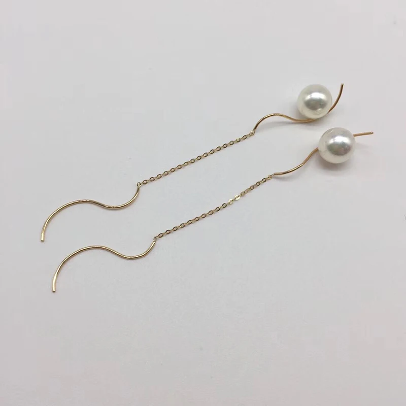 

Серьги-подвески женские, из 18-каратного золота, с жемчугом