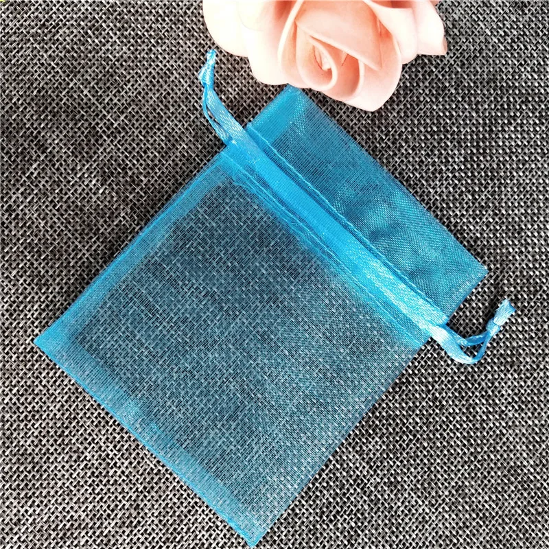 lake blue 50 шт в наборе, подарочные пакеты холст сумка на кулиске из органзы на свадьбу, день рождения, Рождество, вечерние, подарок, ювелирное изделие Упаковка Мешки 6X8 см 5z - Цвет: lake blue