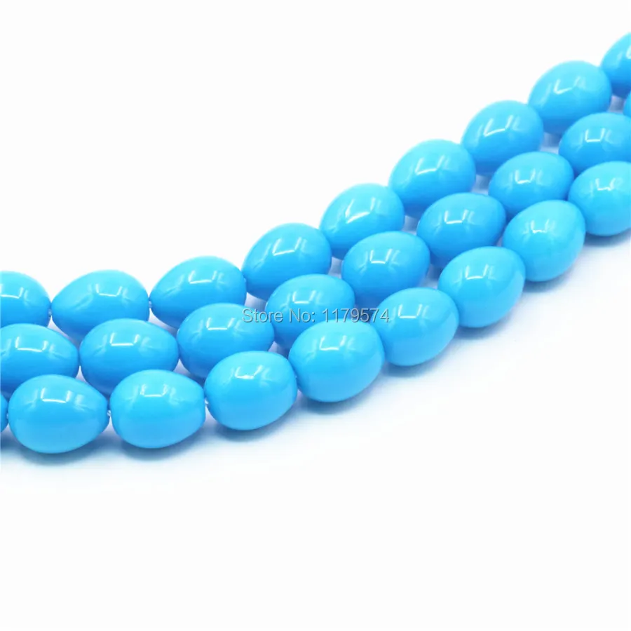 Стеклянные жемчужные бусины 7x9 мм небесно-голубые/розовые/красные/фиолетовые в