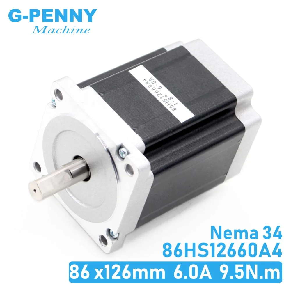 NEMA34 шаговый двигатель с ЧПУ 86x126 мм 9.5N.m 6A D = 14 мм Nema 34 шаговый двигатель 1350Oz-in для гравировального станка с ЧПУ, сварочный аппарат