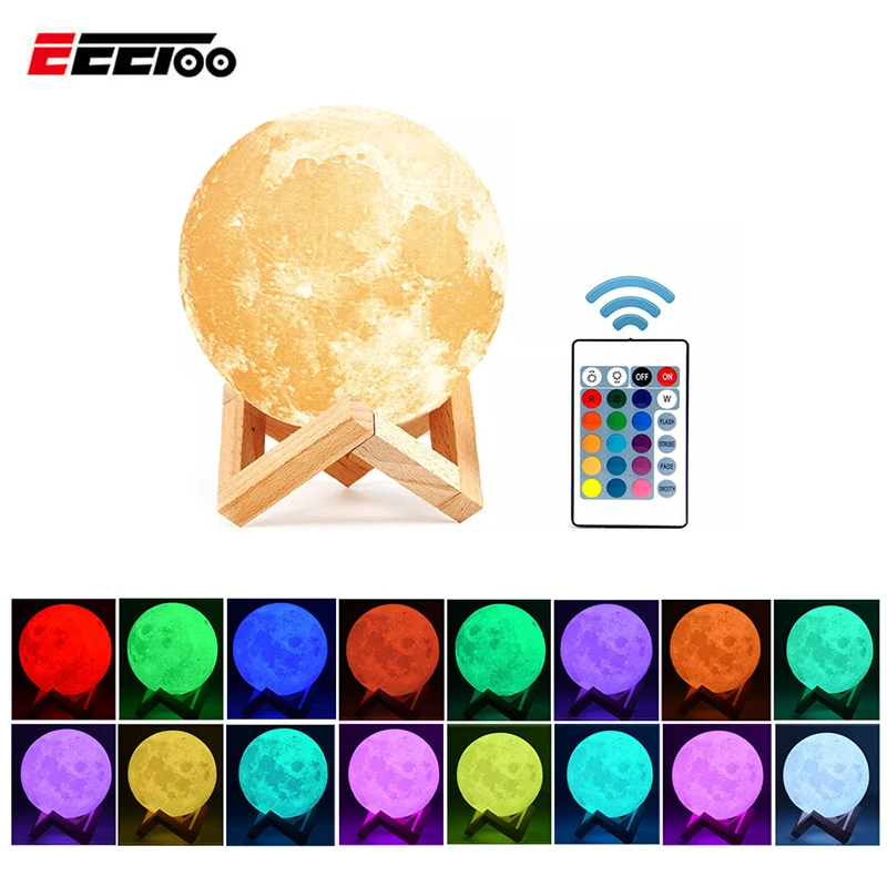 Светильник в виде Луны 2/16 цветов светодиодная Современная прикроватная