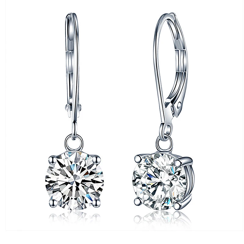 

Solid 18K White Gold 1CT AU750 6.5mm DF Color Moissanite Hoop Earrings for Women Wedding Anniversary Dangle Earrings