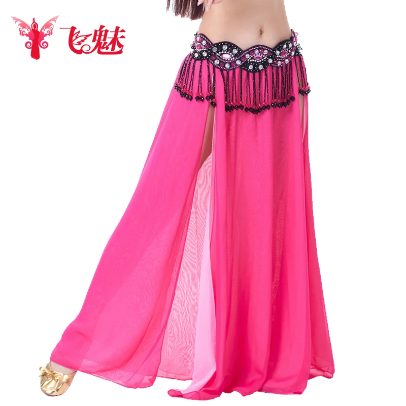 Юбка для танца живота костюм платье с юбкой разрезом двухцветная шифоновая форма