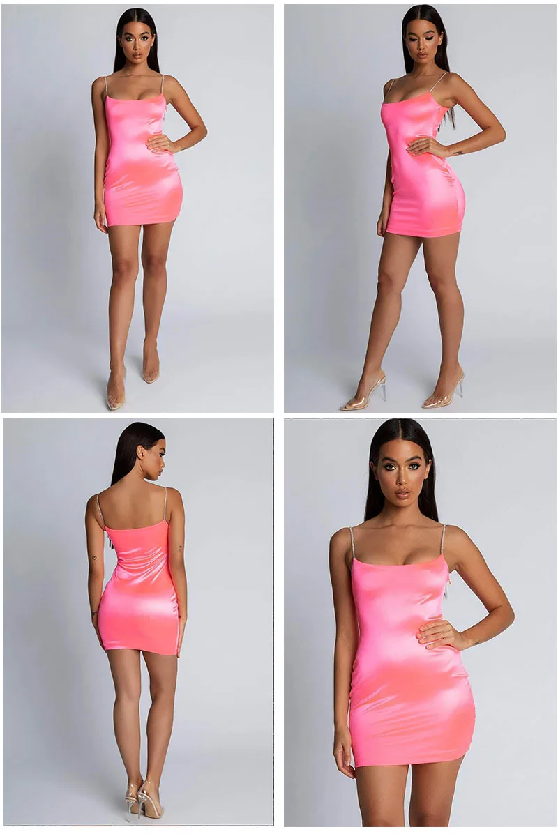 В NewAsia сад Сексуальная Bodycon платье атласная Для женщин Клубные вечерние платья с блестками, платья розового цвета платье Мини-платья женские вечерние ночное Vestidos