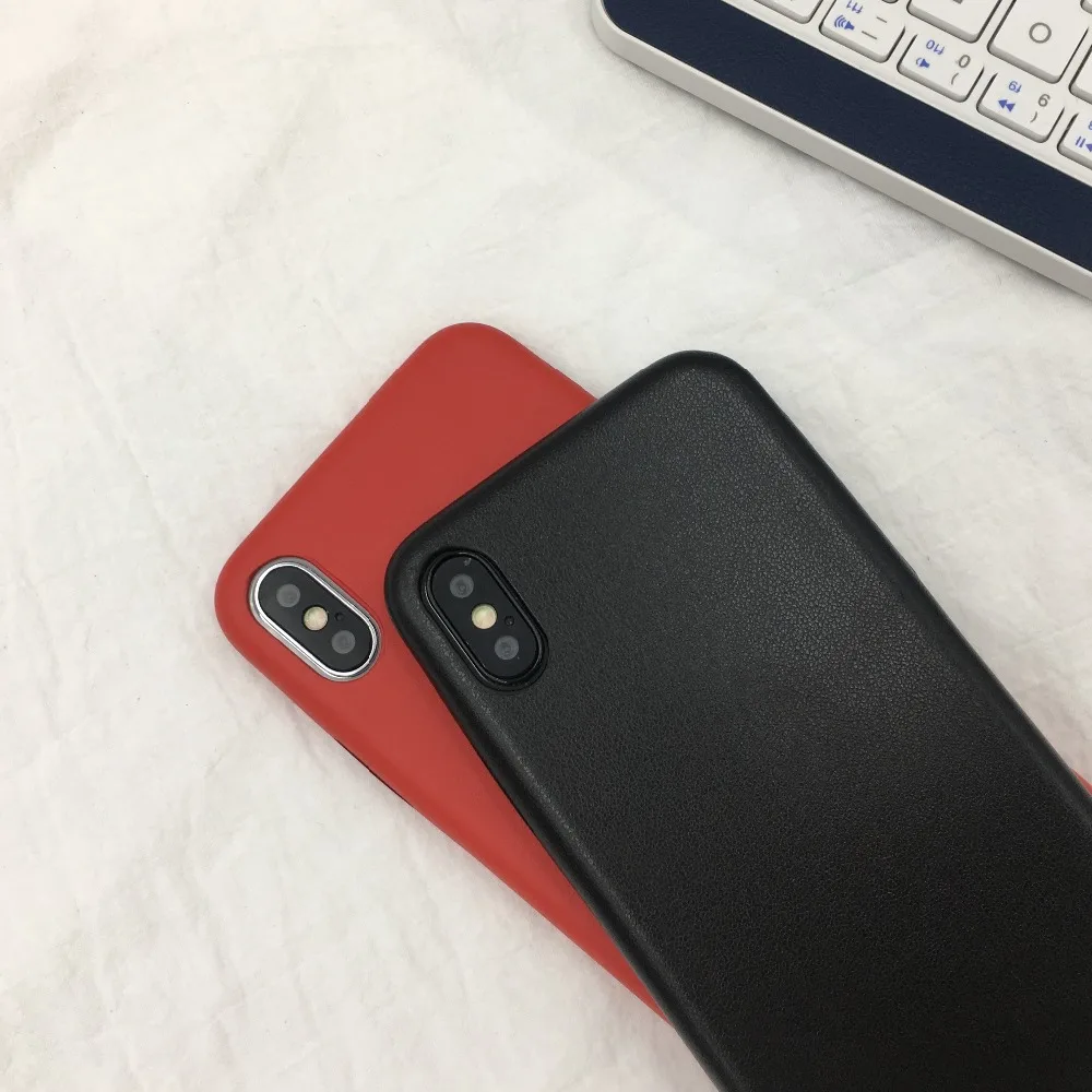 Роскошный чехол для iphone 7 X кожаный мягкий из ТПУ красный черный простая деловая
