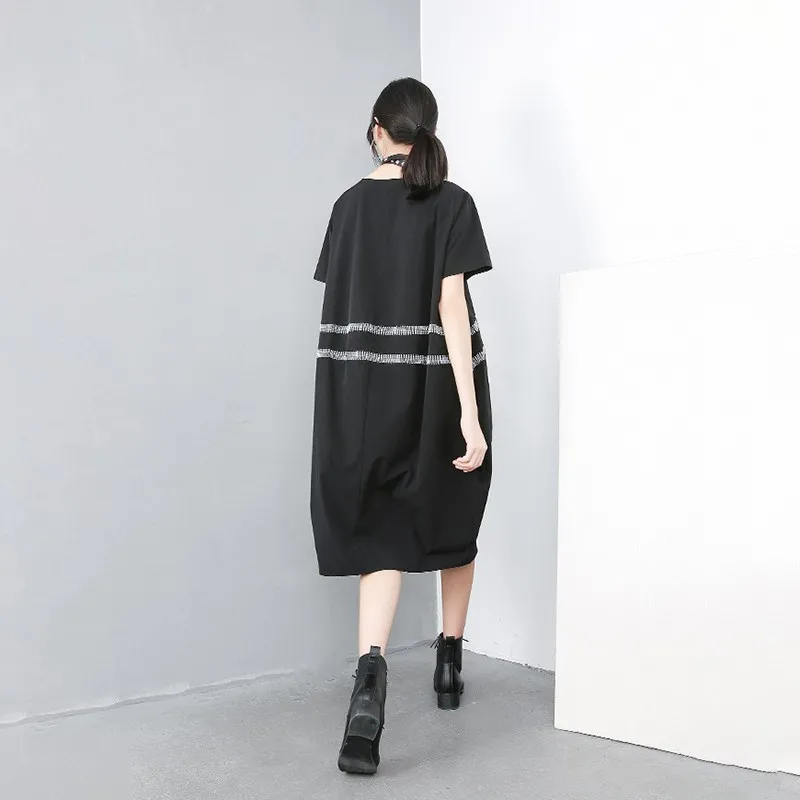 Фото CHICEVER Spring Striped Print Women Dress O Neck Short Sleeve Loose Oversize Knee-length Bud Female Dresses 2019 Fashion New Женская CHICEVER Spring Striped Print Women Dress O Neck Short Sleeve Loose Oversize Knee-length Bud Female Dresses 2019 Fashion New Женская