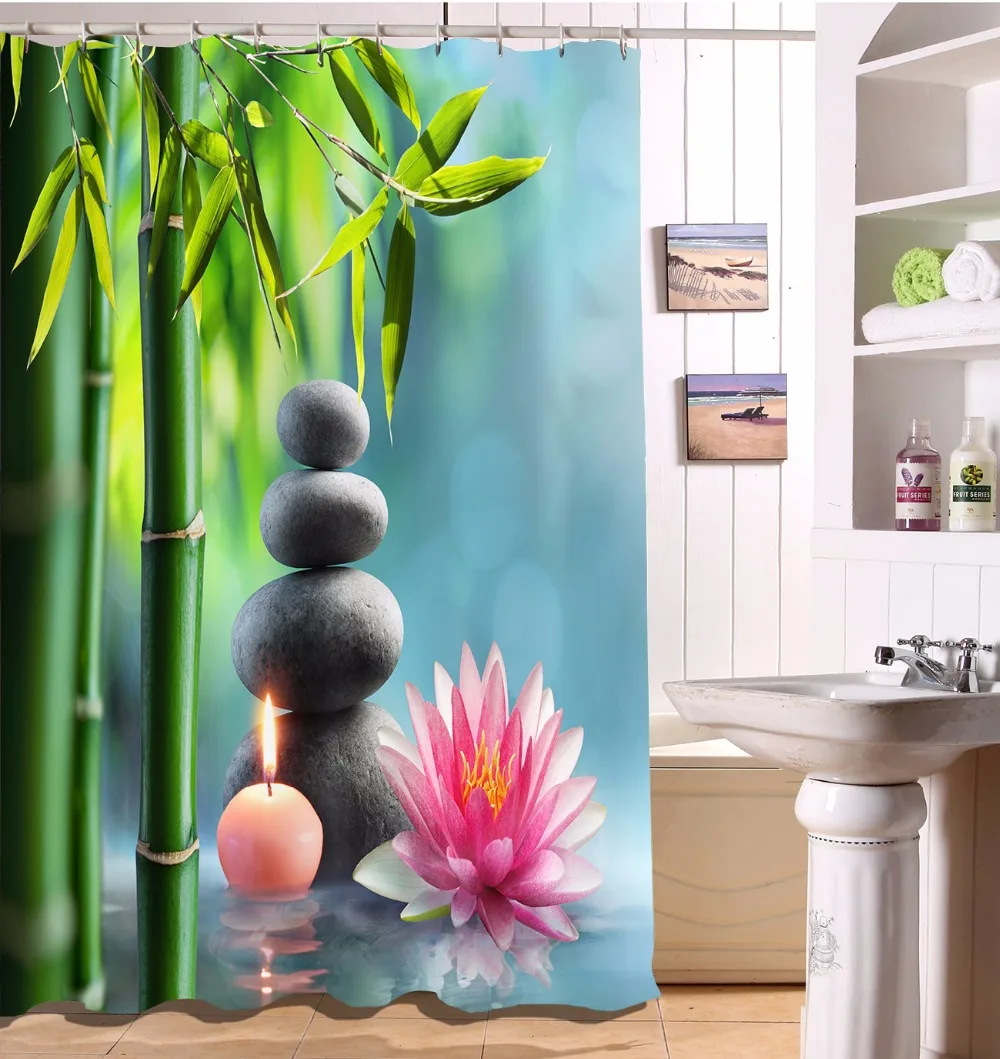 72 ''Zen Spa Buddha Black Gems тканевая душевая занавеска для ванной комнаты наборы