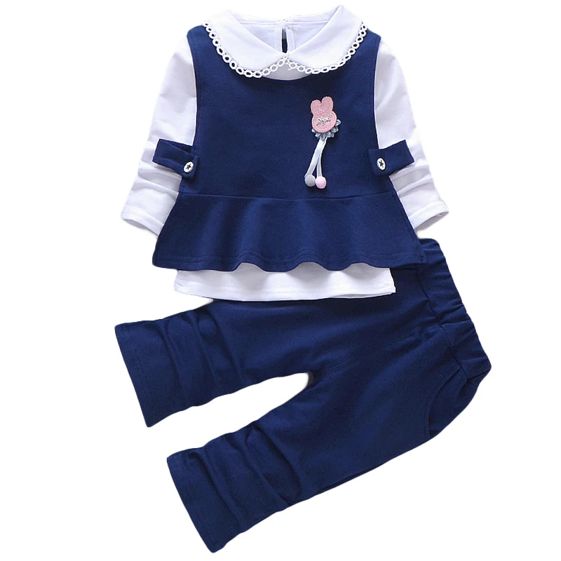 Комплекты одежды для маленьких девочек белая блузка с кружевным воротником и