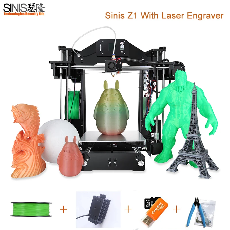 2018 Sinis Z1 3d принтер Reprap i3 DIY комплект мини 3D Большой размер принтера 220*220*240 мм и нити