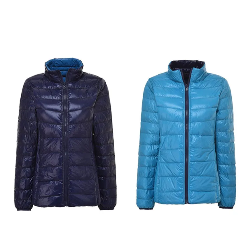 Женский короткий пуховик с двухсторонним воротником легкая тонкая куртка белого