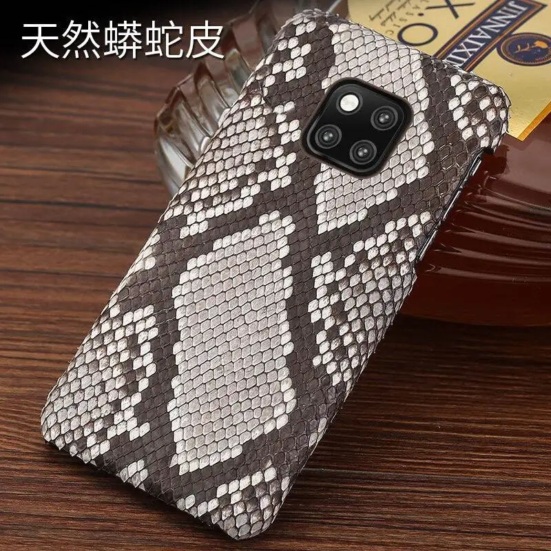 Роскошный чехол из натуральной кожи питона для Huawei Mate 20 Pro деловой Чехол ручной
