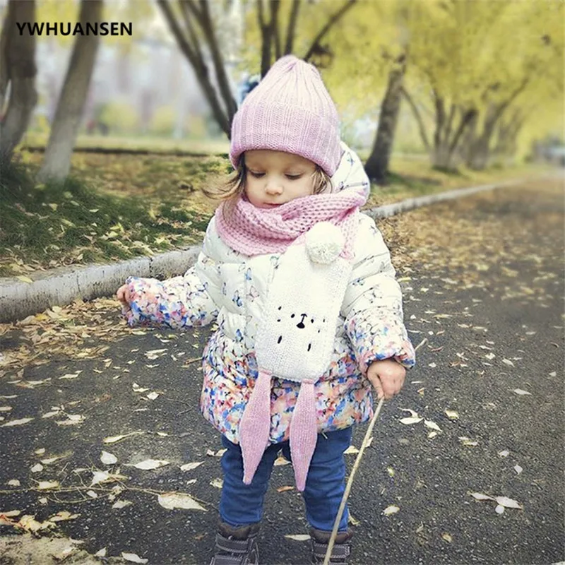 YWHUANSEN 9*110 см 2018 милый детский шарф с заячьими ушками вязаный зимний теплый мягкая