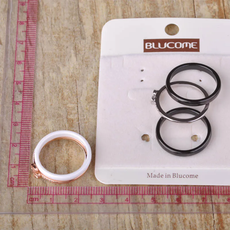 Blucome Роскошные Клевер Керамика Женщины Человек Кольцо Черный Белый Розового