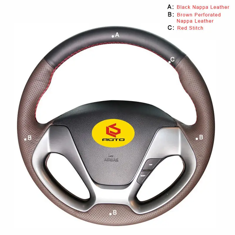 Чехлы рулевого колеса автомобиля для Kia K3 2013 K2 Rio Ceed Cee 'd 2012- интерьер Авто оплетка на руль крышка - Название цвета: Nappa Leather